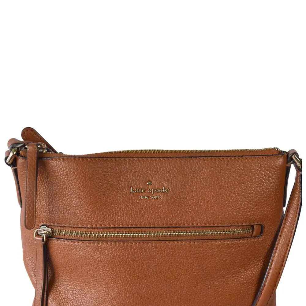 Kate Spade New York Brown Pebbled Leather Crossbody Bag